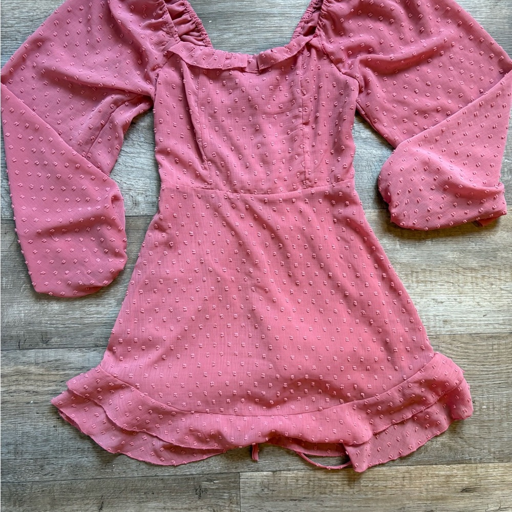 Altar'd State Pink Ruffled Smocked Babydoll Dress